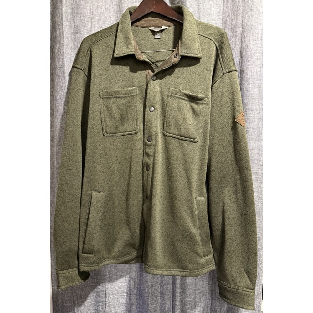 Eddie Bauer Shacket Men's 2XL Green/Faux Suede Fleece Lined Jacket Snaps LOGO